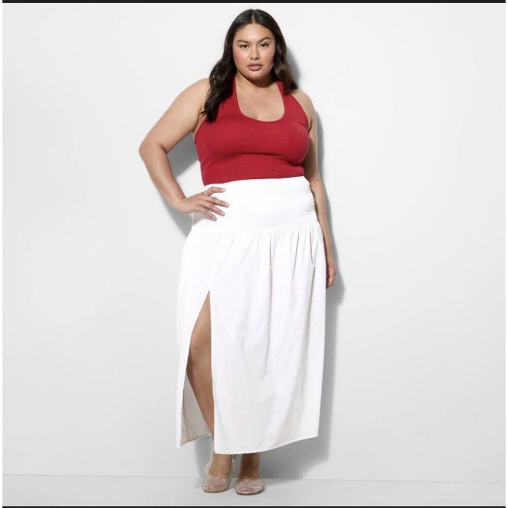 Wild Fabel Women’s Smocked Waist Maxi Skirt Large